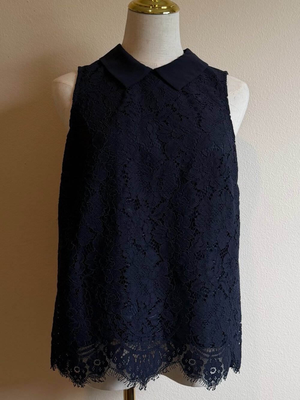 Banana Republic Blue Sleeveless Mixed Media Top S - Picture 2 of 10